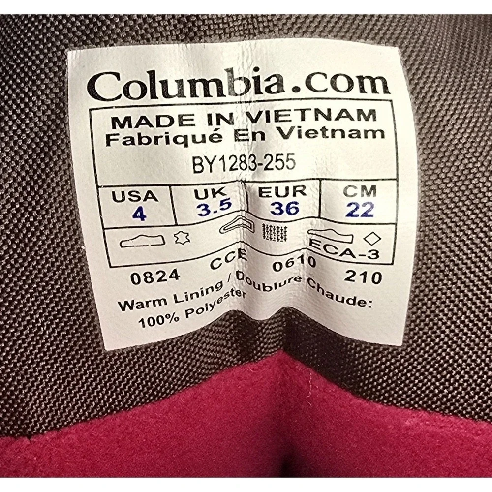 Columbia Snow Boots Purple Gray Girls Size 4‎ Powderbug Waterproof Warm Rain